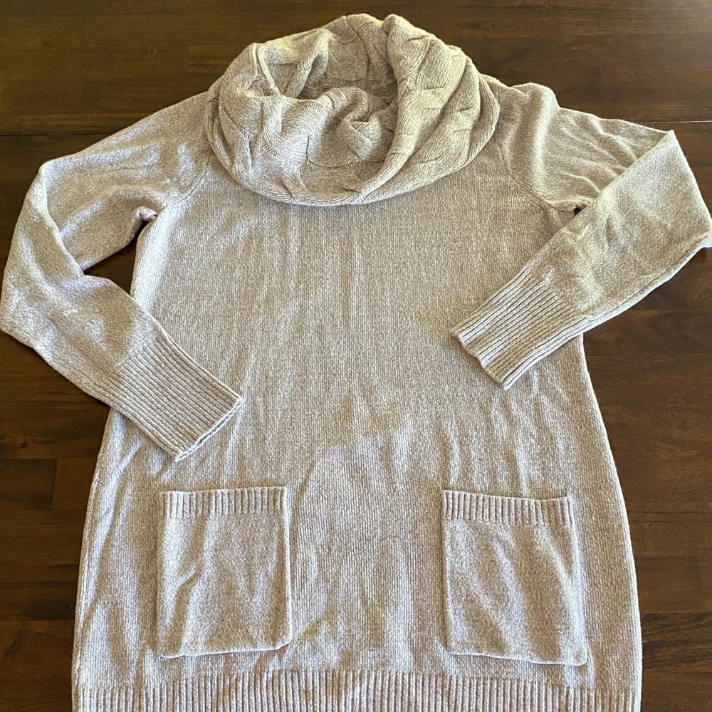 New York & Co, Beige Cowl Neck Tunic Sweater, M